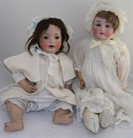 A Simon & Halbig No.7 Hanna bisque head doll & a similar doll